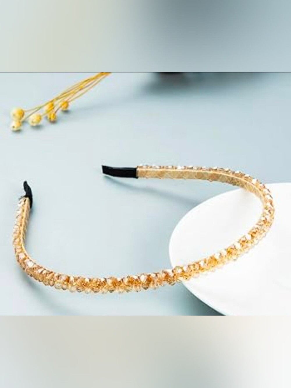 Champagne Colored Crystal Embellished Headband - Women's Fashion Accessory BNIB